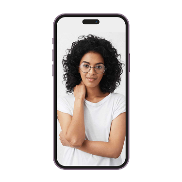 A smiling man in a collared shirt inside a phone screen.